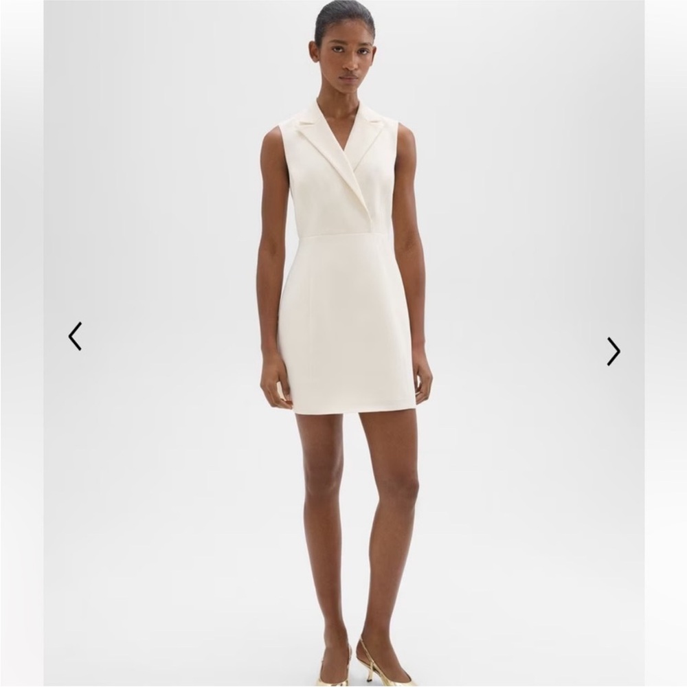 Theory Peak Label Mini Dress in Admiral crepe